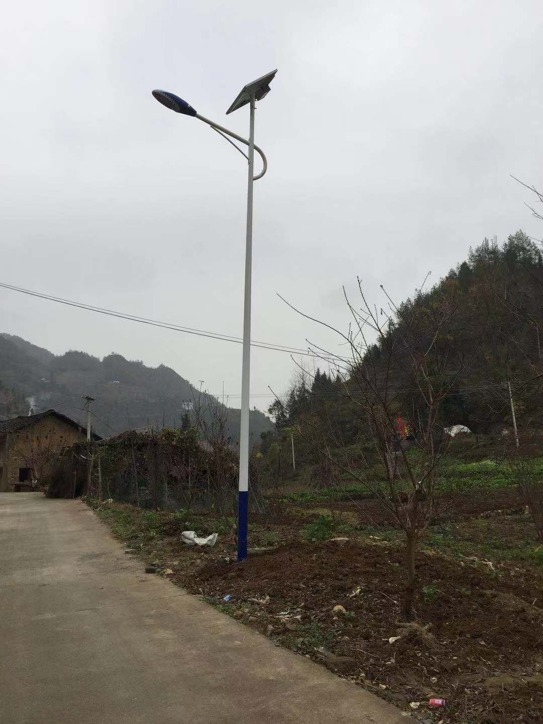 重庆巫山县7米单臂双臂锂电太阳能路灯工程案例6